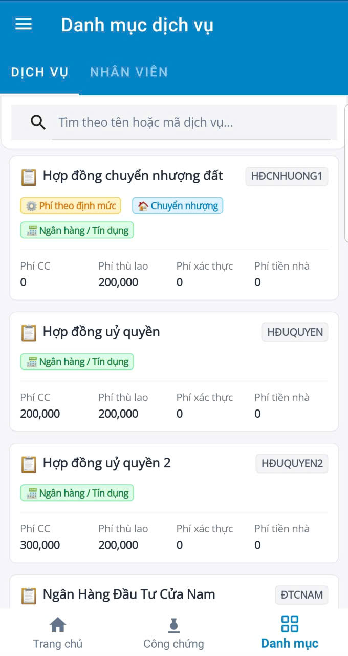 Danh mục dịch vụ GoNotary